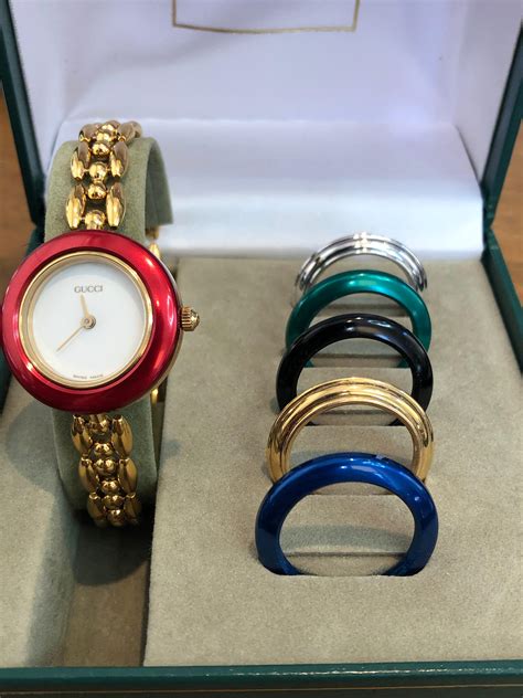 gucci watch changeable face|Gucci Interchangeable Bezels Watch .